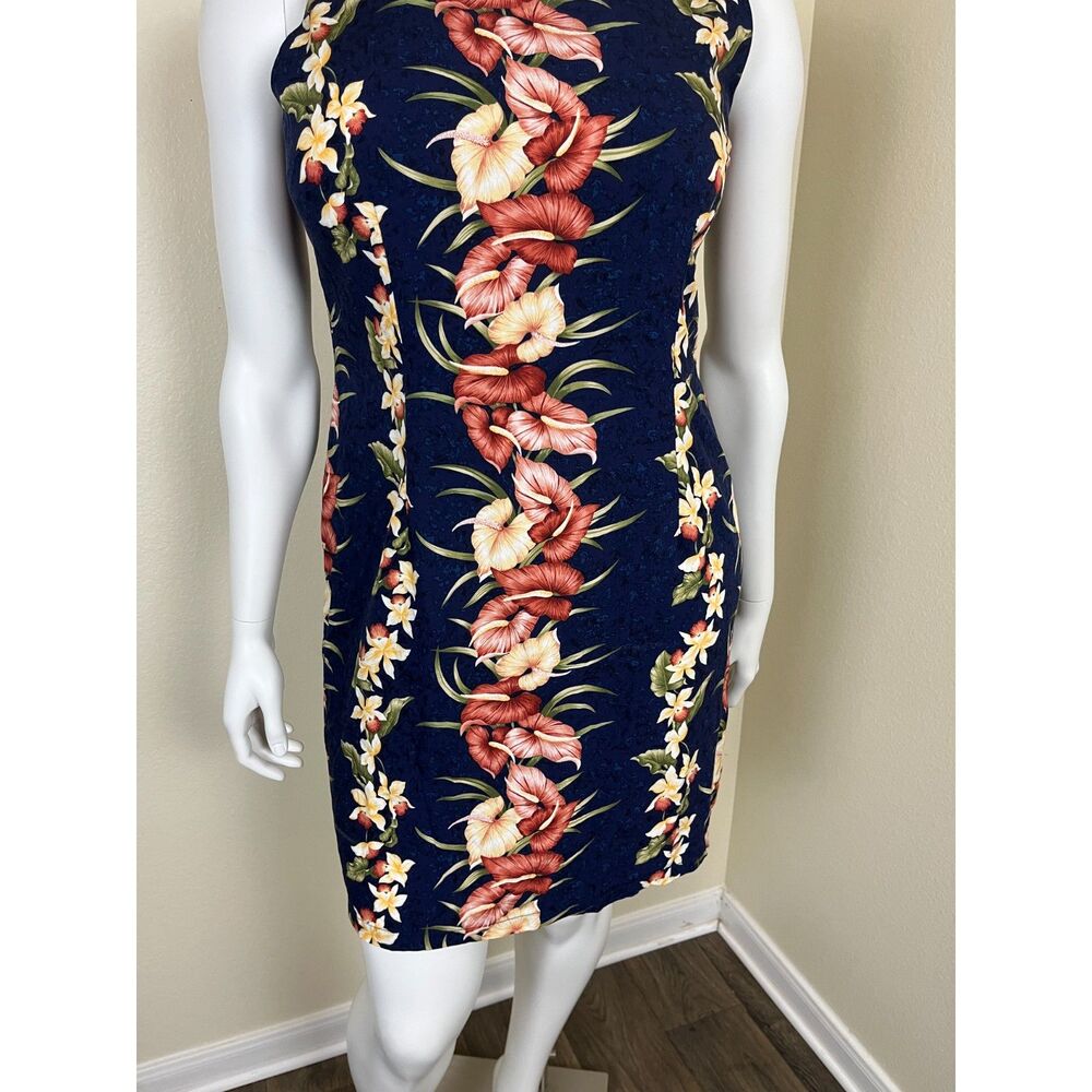 Vintage Two Palms Women Size XL Tropical Floral Sheath Mini Dress Hawaiian Shift - Picture 8 of 14